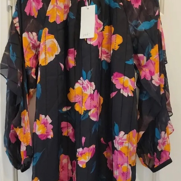 JOIE Silk Caviar Kriston Black Floral Mini Dress Sz Small NWT - Picture 2 of 9